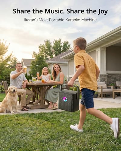 Ikarao Karaoke Machine for Adults, with Lyrics Display Screen, WiFi for YouTube & Karaoke Apps, HDMI to TV, 2 Wireless Microphones, Portable Autotune EQ Karaoke Speaker for Family Home Party Camping