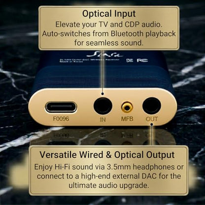 SLASH 6 LDAC Hi-Res Bluetooth USB DAC | Optical In/Out, Analog In, aptX Adaptive, HD & AAC. RCA Stereo for Home Stereo Amp