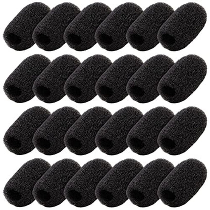 Juvale Headset Microphone Foam Windscreens - Noise Reduction Microphone Windscreens - Wind Muff for Mic Shield & Lapel Mic Covers - Pack of 24, 0.8 in, Black