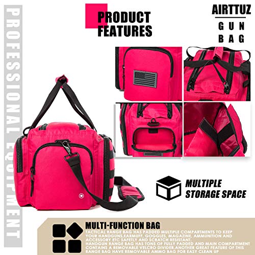 Range Bag | Gun Range Duffle Bag for Handguns and Ammo,USA Flag Patch Included. - color: Pink