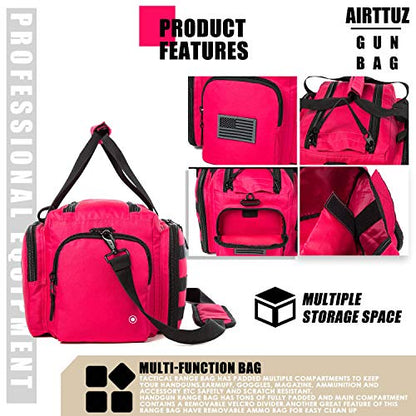 Range Bag | Gun Range Duffle Bag for Handguns and Ammo,USA Flag Patch Included. - color: Pink