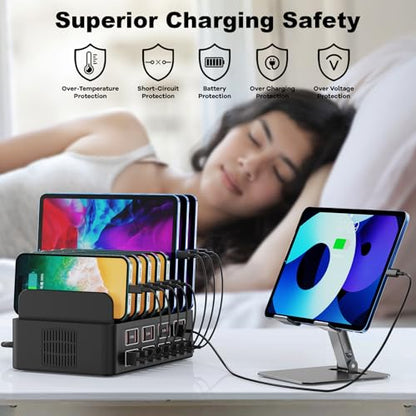 Charging Station for Multiple Devices,Cinlinso 150W/35A 16 Port USB Charging Station,Multi Device Fast Charger Organizer Compatible with iPad,Tablet,Kindle Cell Phone and Other Electronic