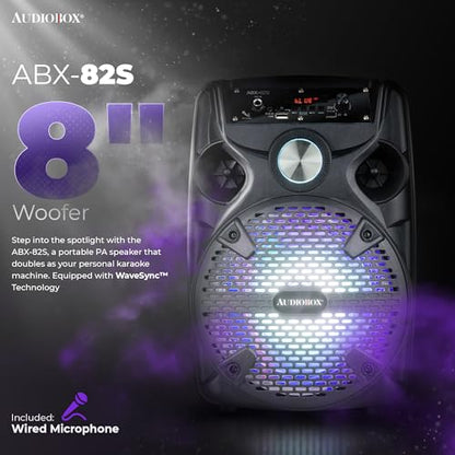 Audiobox Bluetooth Party Speaker with Stand & Wired Microphone, 8" Woofer