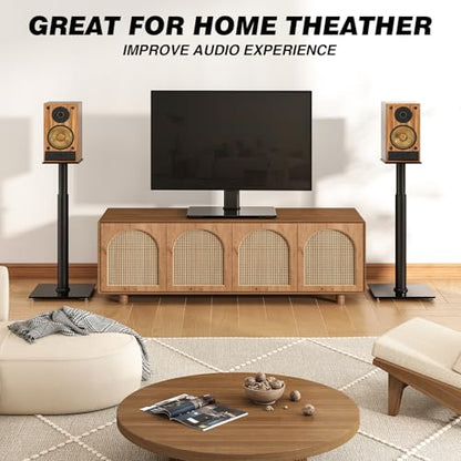 5Rcom Universal Speaker Stands for Surround Sound with 360° Swivel，Height Adjustable Bookshelf Speakers Stand from 32" to 43" with Cable Management, Speaker Stands Pair with Nonslip Pad Easy Install