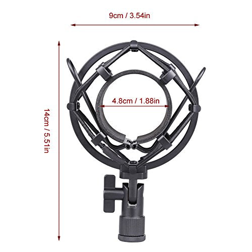 Koolertron Microphone Shock Mount,Mic Clip Holder,Universal 50MM Anti-Vibration Mic Holder for 48MM-54mm Diameter Studio Condenser Mic (Black)
