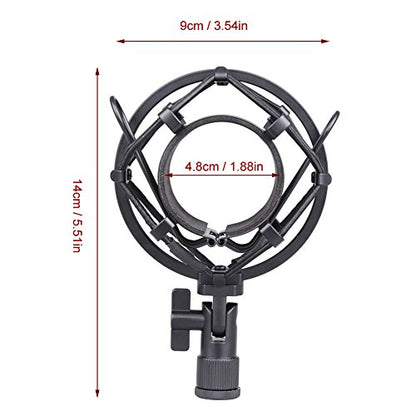 Koolertron Microphone Shock Mount,Mic Clip Holder,Universal 50MM Anti-Vibration Mic Holder for 48MM-54mm Diameter Studio Condenser Mic (Black)