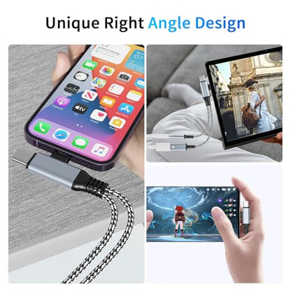2 in-2 Lightning USBC to 3.5mm Headphone and Charger Adapter, [MFi Certified] USB C to Aux Audio Jack with PD 60W Fast Charging Dongle, Headphone Adapter for iPhone 16/15 14/13, Galaxy, Pixel (Blue)