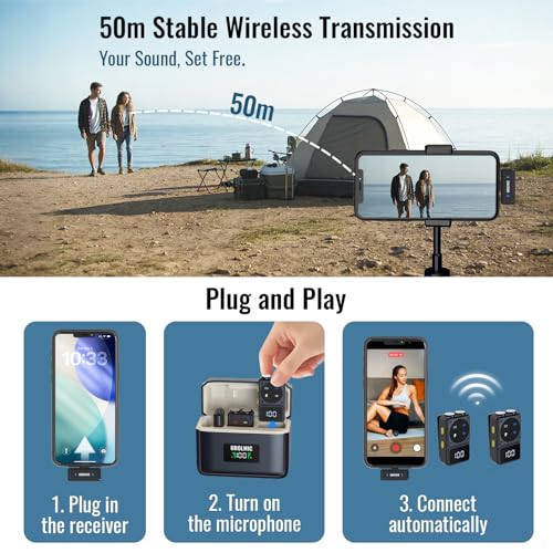 Wireless Microphone for iPhone Android with Noise Reduction