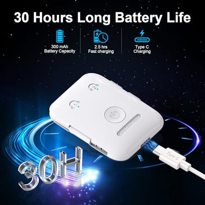 Premium Bluetooth 5.4 Airplane Audio Adapter, 30Hrs Playtime, aptX Adaptive & HD Audio Transmitter for AirPods/Bose, Supports 2 Headphones for Travel Flight & TV - color: White