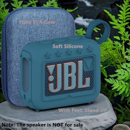 Silicone Cover and Hard Carrying Case for JBL Go 4 Bluetooth Speaker | Protective Holder Carrier for JBL Go 4 Speaker Accessories, Scratch-Resistant and Drop-Proof Cover (Blue) - color: Blue
