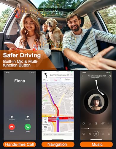 Car Bluetooth Receiver 3.5mm AUX for iPhone 17e 17 Pro Max/16 Plus Pro 15 | Bluetooth Car Adapter Portable, Wireless Audio Receiver for Home Stereo/Wired Headphones,Hands-Free Call,16H Battery Life