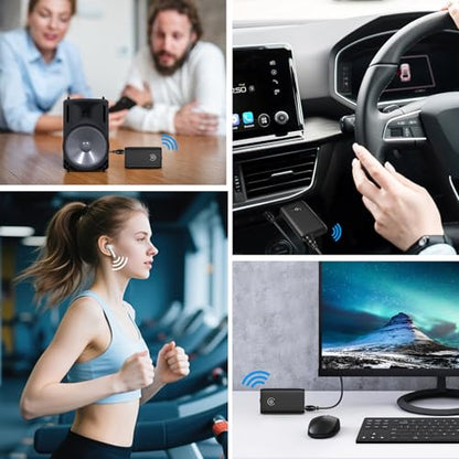Aux Bluetooth Adapter for Car, 2 in 1 Bluetooth Transmitter Receiver, Portable Wireless Adapter, 3.5mm Aux Audio Receiver Car Home Audio System/Headphone/Speaker - color: Black