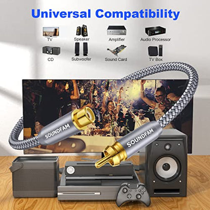 RCA Extension Cable,Subwoofer Cable Male to Female Gold-Plated for Home Theater, TV, Amplifier, Speaker etc-Grey(6ft/2M) - size: 6ft/2M, style: Subwoofer M/F