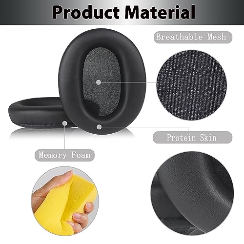 Adhiper Replacement Ear Pads for Sony WH-CH720N, WH-CH710N - Black | Softer Protein Leather & High-Density Memory Foam Earpads for Sony Headphones - color: Black