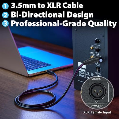 Cyberguys! 3.5mm to XLR Cable, 1/8 to XLR Male Audio Cord, 3ft - size: 3ft
