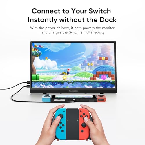 Dopesplay 15.6" Portable Monitor, FHD 1080P Laptop Screen Extender | Built-in kickstand, 75x75mm VESA. Slim IPS HDR display with speaker, Dual USB-C & HDMI, For PC/Mac/Phone/PS/Xbox/Switch