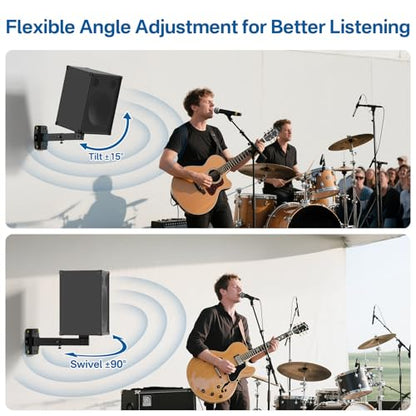 Aiweiwa Adjustable PA Speaker Wall Mount for 6"/8"/10"/12" PA Speaker Mount with 35mm Mounting Hole - Heavy-Duty Large Speakers Wall Mount Bracket Hold up to 110 Lbs for Space Saving