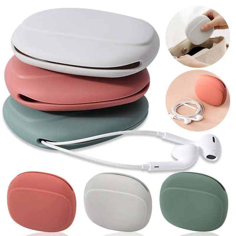 Silicone Earphone Storage Bag Data Cable Charger Storage Box, Wired Headphone Organizer(Grey) - color: Grey