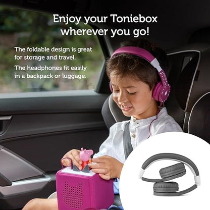 Tonies Foldable Wired Headphones for Kids - Comfortably Designed to fit On-Ear - Works with Toniebox 1 and All 3.5mm Devices - Gray - color: Gray