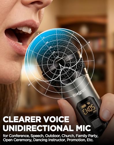 Bietrun UHF Wireless Microphone with 1/4'' Plug Rechargeable Receiver - color: Battery Red and Grey