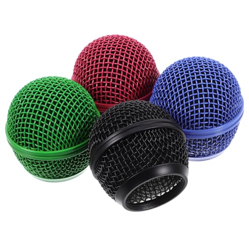 ERINGOGO 4-Pack Microphone Grille Replacement Mesh Mic Grill Heads 1.96 Inch Colored Mic Covers Noise Reduction Mesh Microphone Grille Ball Head Replacement for Wireless and Wired Mics
