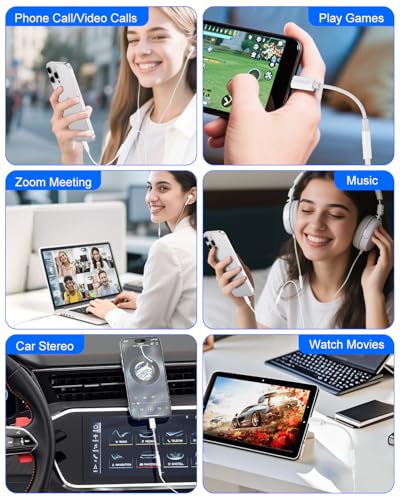 USB C to 3.5mm Headphone Jack Adapter 2PCS,USB C to Aux Audio Dongle - color: White 2P