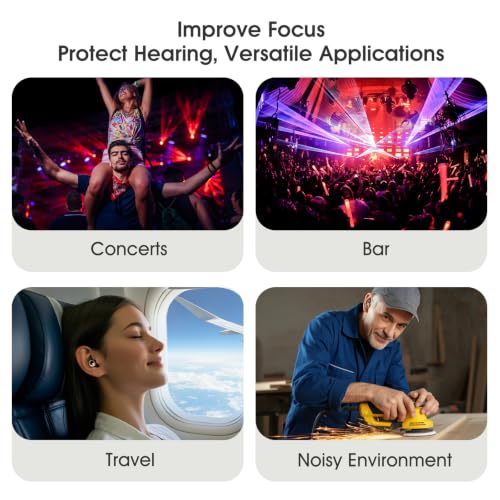 Ear Plugs for Sleeping, 45dB Silicone Ear Plugs for Noise Cancelling, Earplugs for Snoring, Concert & Shooting with 8 Eartips, Silicone Hearing Protection for Work, Travel(Graphite)