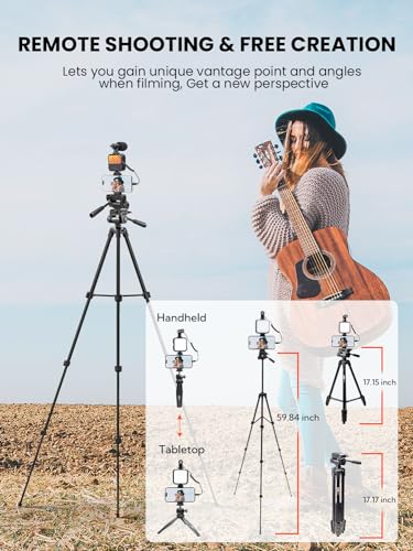 Content Creator Essentials w/Camera Tripod,Light & Mic Vlog K4 | Vlogging Kit for iPhone & Android,w/ Shotgun Microphone,59" Camera Mount Tripod,LED Light,Ball Head Mount for Video Recording - size: VLOGK4(Shotgun Mic)