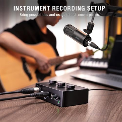 FIFINE Podcast Equipment Bundle Set, Music Recording Kit with Studio Dynamic Microphone and USB Audio Mixer with XLR Mic Input, Headphone Monitoring, Volume Knob for Vocal/Voice Over-AmpliTank KS6