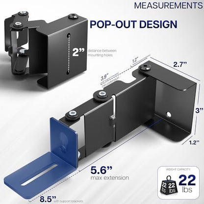 VIVO Black Steel Universal Soundbar Wall Mount, Mount-ESB1 | Universal L Brackets, Adjustable Extending Speaker Arm Holders, Swivel Arm Design