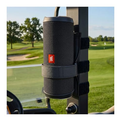 HomeMount Portable Speaker Mount for Golf Cart Accessories - Adjustable Strap Fits Bluetooth Wireless Speaker Strap Attachment to Railing/Cross bar/Frame Black