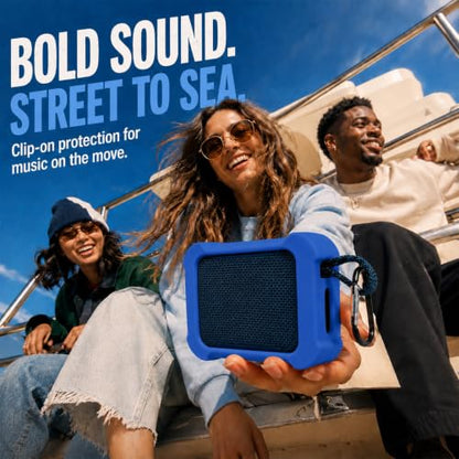 Silicone Case for JBL Go 5 with Metal Carabiner, Dark Blue, Case Only | Thickened Edges, Inner Cushioning Ribs, Easy Button Access, Uncovered Grille and Edge Light, for Travel and Outdoor Use - color: Dark Blue