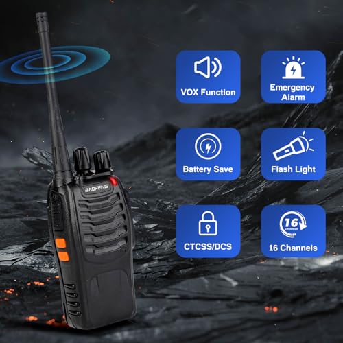 Baofeng Walkie Talkies 888S Rechargeable Long Range with Earpieces for Adults, 16 Channel Professional Radio Handheld Two Way Radios Li-ion Battery and Charger Included (20pack with 20earpiece) - color: 20pack with 20earpiece