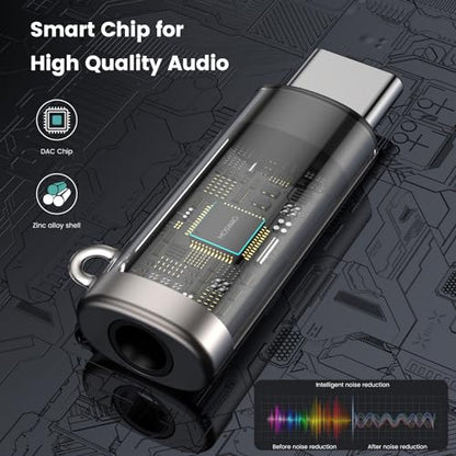 MOSWAG USB C to 3.5mm Audio Headphone Adapter, Typc C to 3.5mm Aux Adapter Zinc Alloy Adapter Compatible with Samsung GalaxyS23 S22 S21 S20 S10 Plus, Ultra S21+, Pixel 7/6, Pad Pro 6 | Hi-Fi Audio Converter and Microphone in Zinc Alloy High Resolution Com