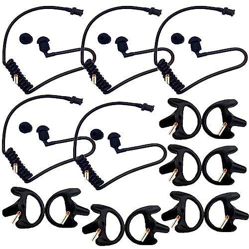Lsgoodcare 10Pcs Replacement Acoustic Coil Audio Tube with Radio Earbuds Black Compatible for Motorola Kenwood Icom Two Way Radio Acoustic Tube Earpiece