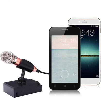 Silver Mini Singing Mic Phone Karaoke Mic Singing 3.5mm Condenser Microphone Mini Handheld Microphone for Mobile Phone Laptop Notebook Handheld Wireless Microphones