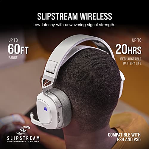 Corsair HS80 RGB Wireless PC PS5 PS4 Mac Gaming Headset – White - color: White