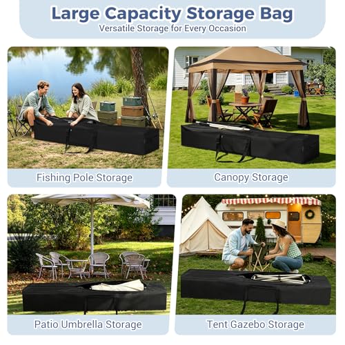 COOLBEBE 83" x 16" x 12" Extra Large Tent Storage Bag - 260L, Black | Heavy Duty Waterproof Duffle Bag for Tent Poles, Canopy, Hammock, Tripod, Fishing Gear, Sports Equipment & Outdoor Moving - size: 83"x 16"x 12"