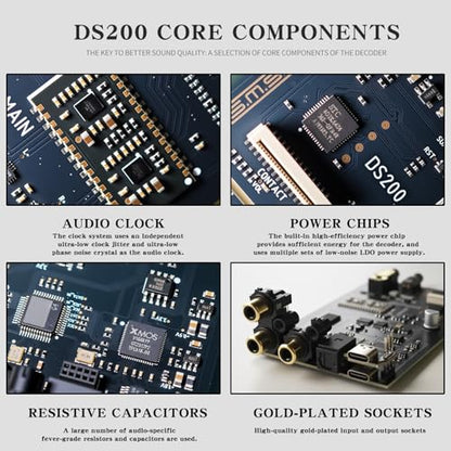 SMSL DS200 Headphone Amp DAC Bluetooth 5.1 Dual CS43131 Chip DAC Amp 3.5mm/4.4mm Balanced HP MQA/MQA-CD Full Decoder XMOS XU-316 32bit/768kHz DSD256 USB/BT/Optical/Coaxial Input for PC Home Audio DAC | Bluetooth 5.1 MQA MQA-CD 3.5mm&4.4mm Balanced HP 32bi