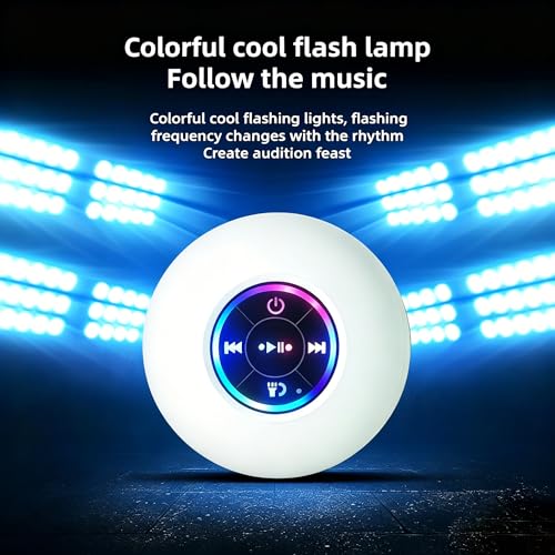 Mini Bluetooth Shower Speaker White, Silicone Suction Cup Portable Speaker with LED Lights, IPX4 Waterproof, Built in Mic, for Bathroom Kitchen Outdoors, Ideal Gifts (White) - color: White