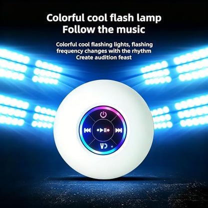 Mini Bluetooth Shower Speaker White, Silicone Suction Cup Portable Speaker with LED Lights, IPX4 Waterproof, Built in Mic, for Bathroom Kitchen Outdoors, Ideal Gifts (White) - color: White