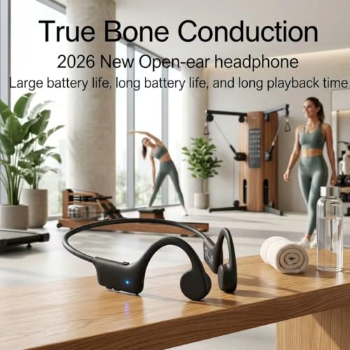 Bone Conduction Headphones, Bluetooth 5.3 Open Ear Sport Headphones, IP55 Sweatproof Wireless Earphones, 29g Ultra Lightweight 8H Playtime Headset for Running Gym Cycling Workout