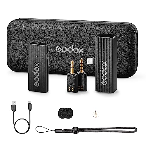 GODOX MoveLink Mini Kit1 Wireless Microphone System Lightning | 2.4GHz Noise Cancelling, 328ft Range, 1TX+1RX Lightning Receiver, For Vlogs Interview Conference Recording