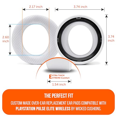 WC Freeze Pulse Elite - Cooling Gel Earpads for PS5 Pulse Elite | Made by Wicked Cushions | Thicker Cushion & Wider Opening | White - color: White