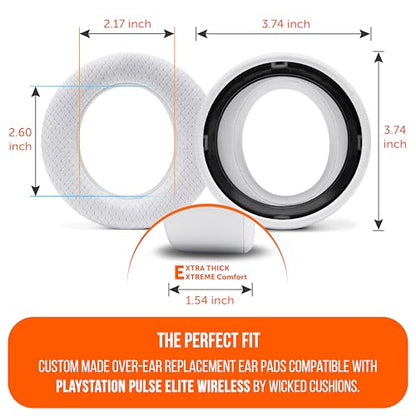 WC Freeze Pulse Elite - Cooling Gel Earpads for PS5 Pulse Elite | Made by Wicked Cushions | Thicker Cushion & Wider Opening | White - color: White
