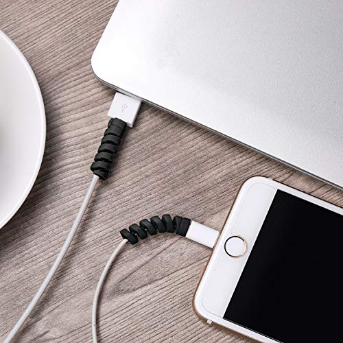 24 Pcs Jetec Charger Cable Protector, Spiral USB Wire Protector,Black - color: Black