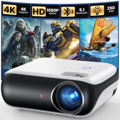 HAPPRUN Native 1080P Outdoor Smart Projector-Standard | Native 1080P • Mini & Portable • Easy Setup • Built-in Speaker • Indoor & Outdoor • Phone, Laptop & PS5 Compatible - style: Standard