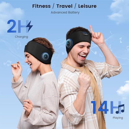 LC-dolida Bluetooth Headband, Wireless Band Sleep Headphones Sleep Mask with Thin HD Stereo Speakers Music Headband Perfect for Side Sleepers, Sport - color: Deep Black