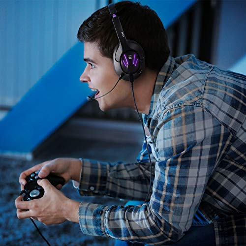 EKSA Computer Gaming Headset for PC - PS4 Headphones with 7.1 Surround Sound Detachable Microphone - Gaming Headphones for PC, PS4, PS5, Xbox One S/X, Mobile Games, Call Center