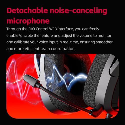 FiiO FG3 Gaming Headset, Dual Dynamic Driver USB Headphones with Detachable ENC Microphone, Virtual 7.1 Surround Sound, Hi-Res DAC, DSP EQ, Compatible with PC, PS5, Xbox & Switch